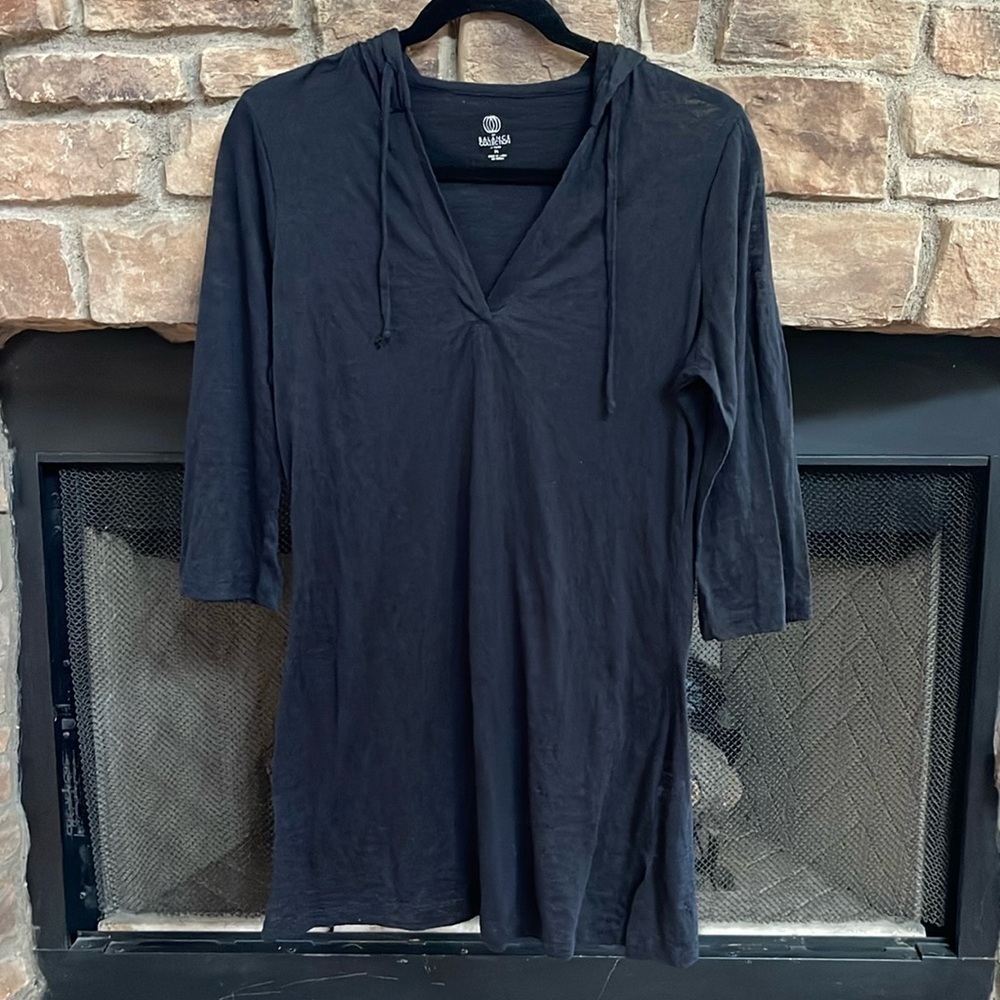 Balance Collection black see-through swimsuit coverup with hood. Medium